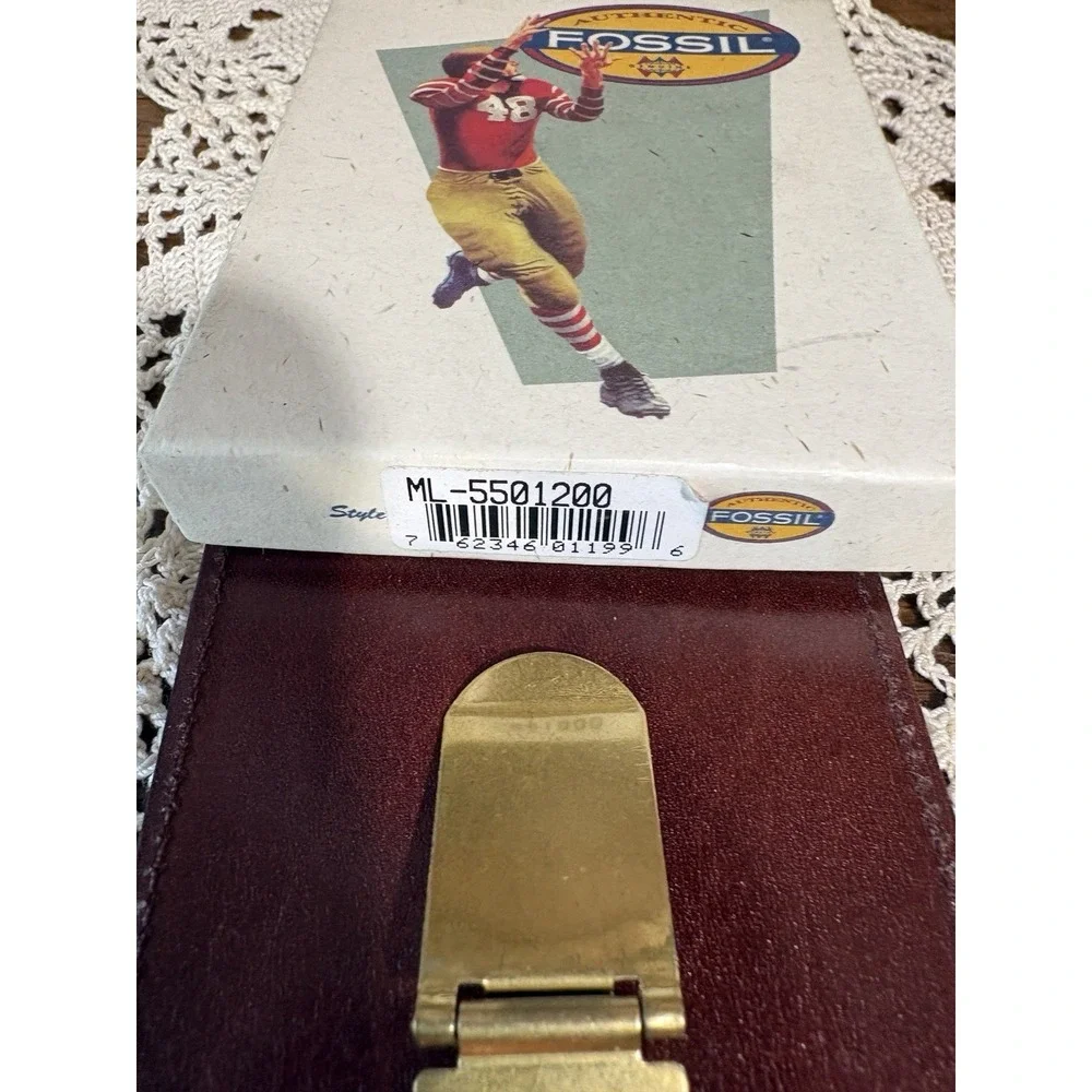 Fossil Money Clip Mens Wallet Holder Brown Leather No Fold Credit Card NEW w Box